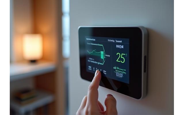 Smart home thermostat interface showing energy usage