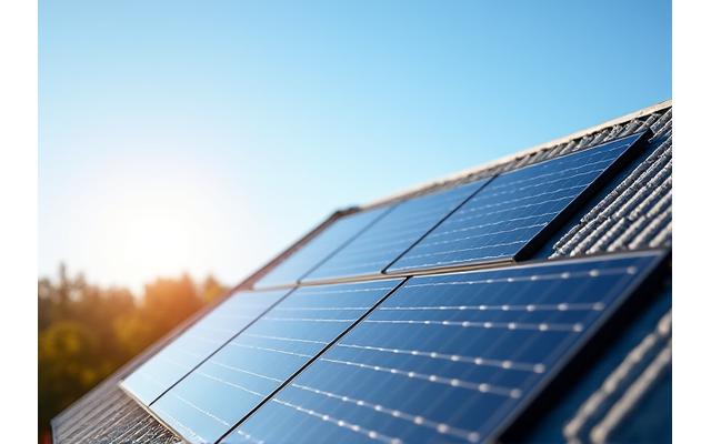 Solar panels on a modern home roof
