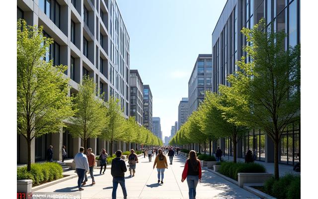 Modern buildings and green spaces in Portland's Pearl District