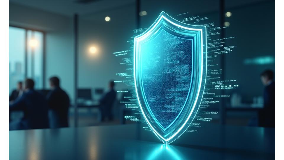 Digital shield representing data protection and privacy